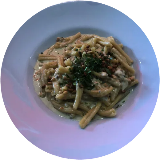 Assiette de gemelli à la crème