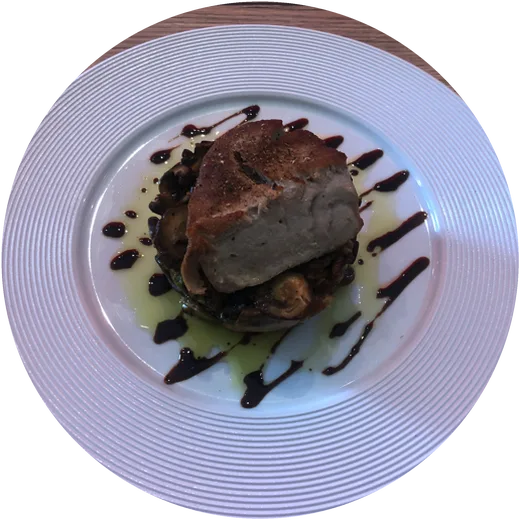 Assiette de poisson snacké, sauce balsamique